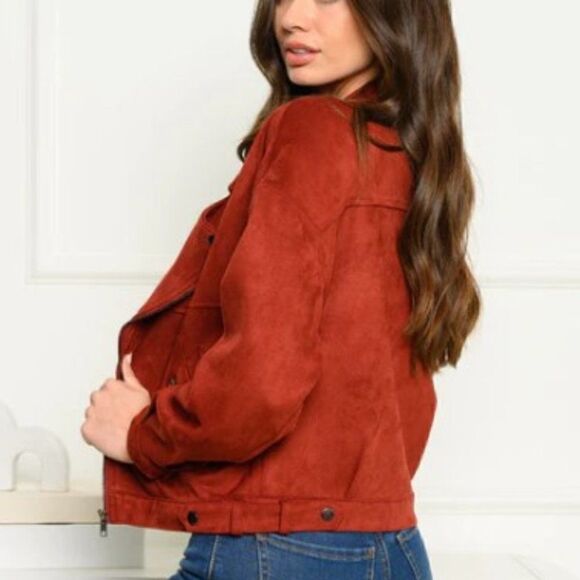 Faux Suede Moto Jacket  - Picture 3 of 14